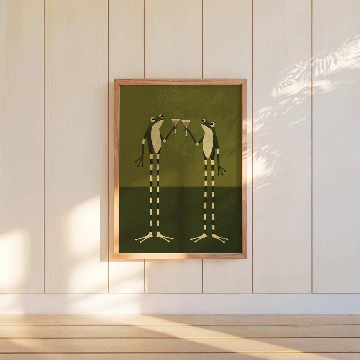 Frog Martini Toast Print, Vintage Green Frogs Wall Art, Quirky Cocktail Decor, Retro Animal Illustration, Retro Abstract Poster