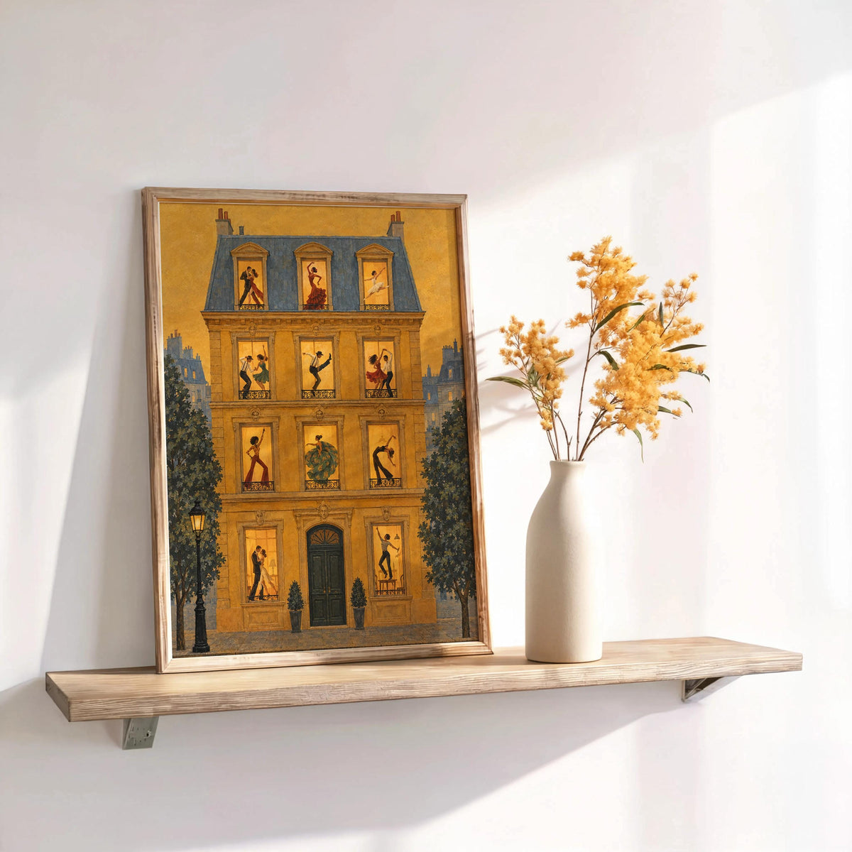 Dance House Poster, Vintage Dancing Wall Art, French Apartment Illustration, Ballroom & Ballet Decor, Retro European Street Scene Print
