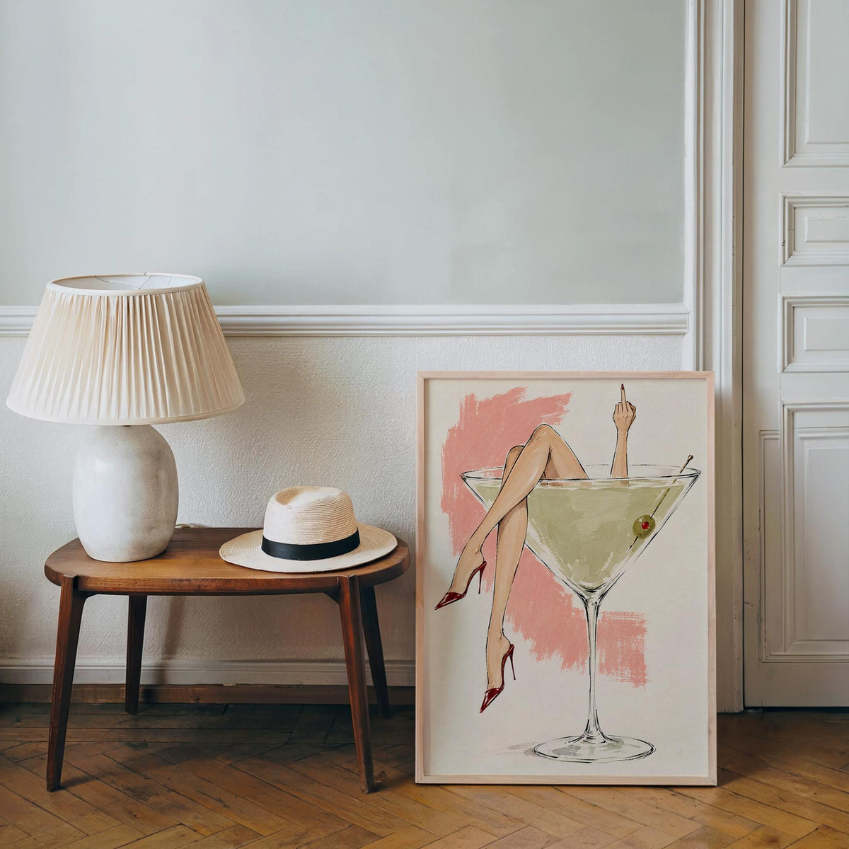 Martini Glass Woman Wall Art, Fashion Illustration Sketch Poster, Cocktail Lover Print, Chic Bar Cart Decor, Feminine Statement Artwork