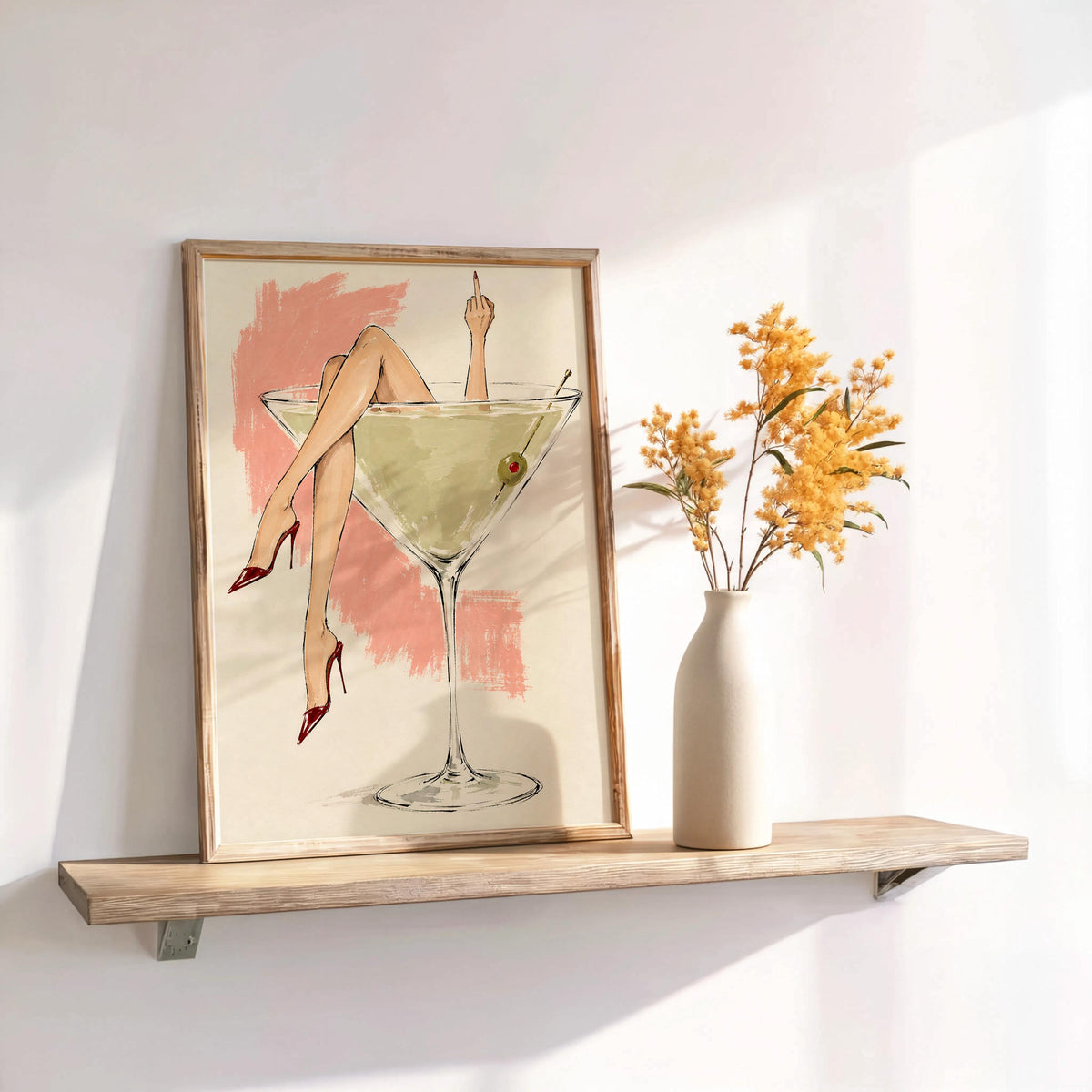 Martini Glass Woman Wall Art, Fashion Illustration Sketch Poster, Cocktail Lover Print, Chic Bar Cart Decor, Feminine Statement Artwork