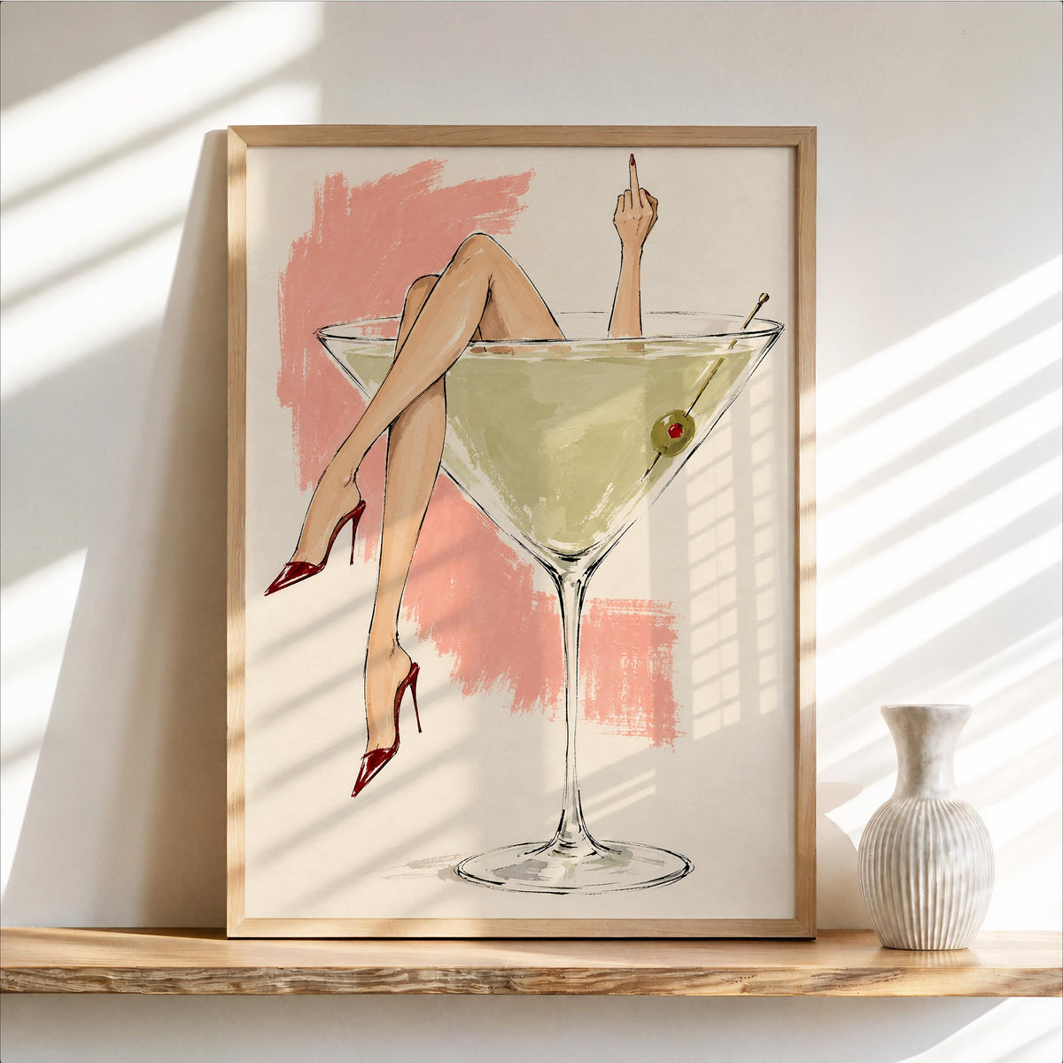 Martini Glass Woman Wall Art, Fashion Illustration Sketch Poster, Cocktail Lover Print, Chic Bar Cart Decor, Feminine Statement Artwork