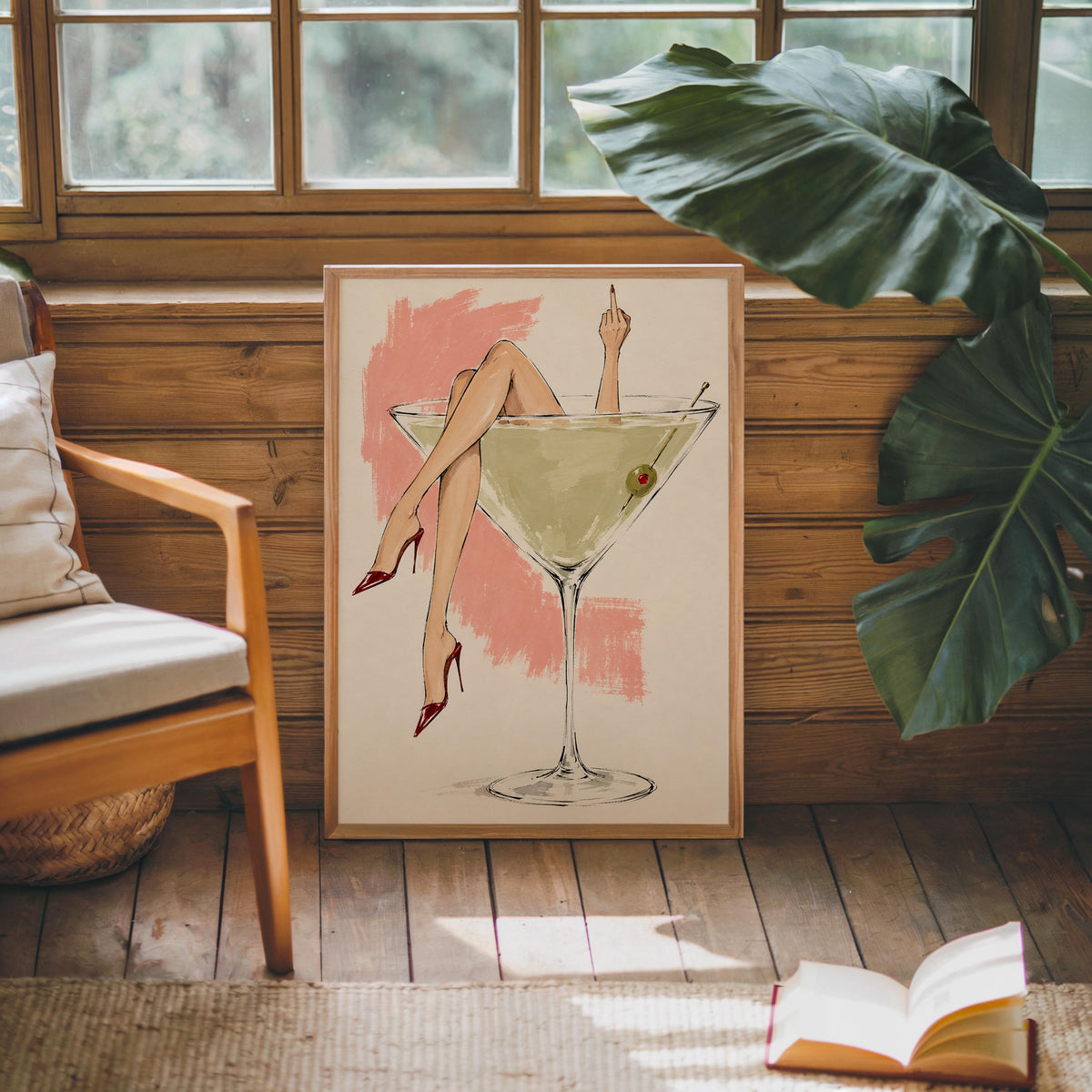 Martini Glass Woman Wall Art, Fashion Illustration Sketch Poster, Cocktail Lover Print, Chic Bar Cart Decor, Feminine Statement Artwork