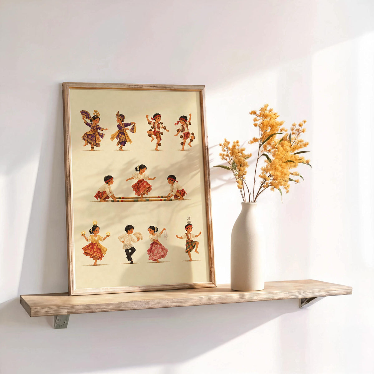 Philippines Cultural Wall Art, Filipino Folk Dancers Kids Parade Print, Tinikling & Traditional Pinoy Dance Poster, Asian Heritage Decor