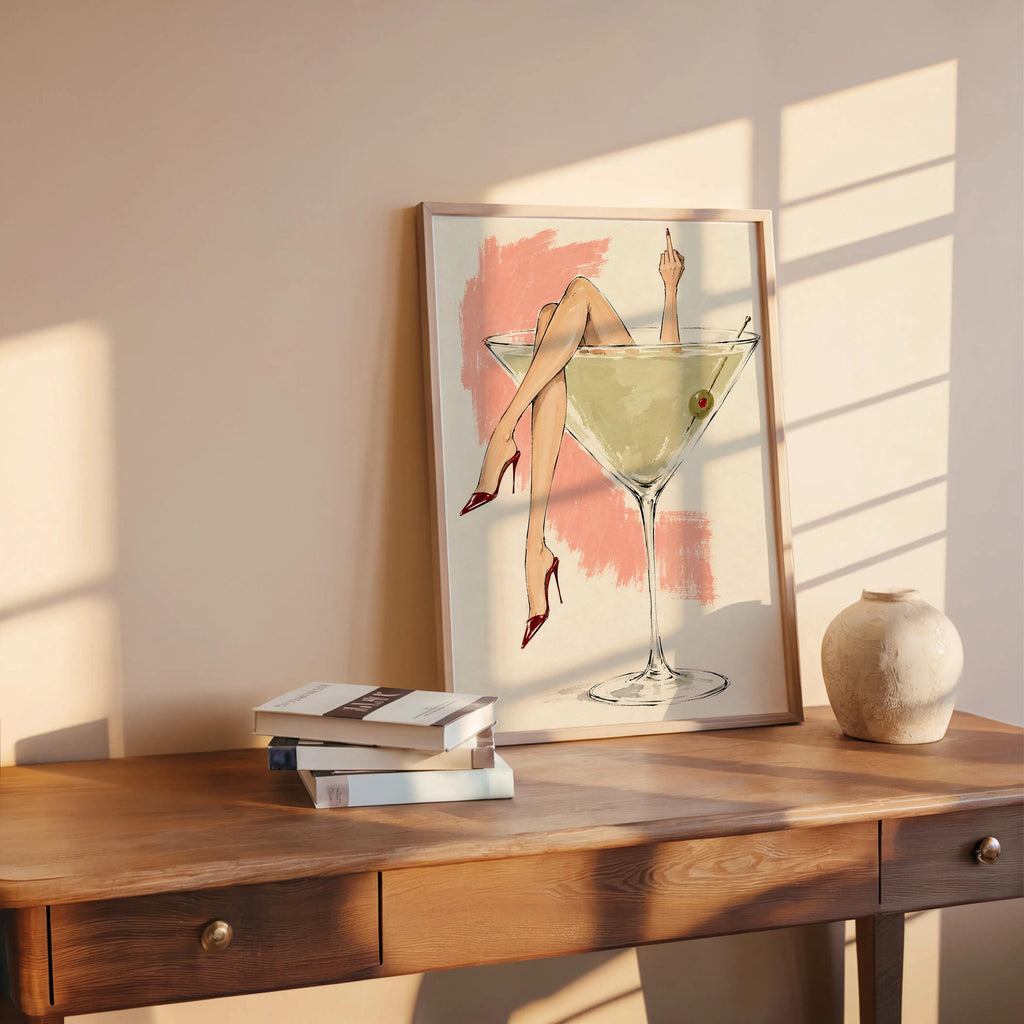 Martini Glass Woman Wall Art, Fashion Illustration Sketch Poster, Cocktail Lover Print, Chic Bar Cart Decor, Feminine Statement Artwork