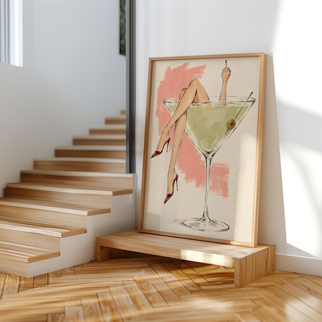 Martini Glass Woman Wall Art, Fashion Illustration Sketch Poster, Cocktail Lover Print, Chic Bar Cart Decor, Feminine Statement Artwork