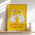Goose Bumps Wall Art, Funny Fist Bump Geese Poster, Silly Animal Pun Print, Yellow Quirky Home Decor, Playful Gift for Bird Lovers