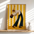 Jazz Trumpet Player Wall Art, Abstract Musician Print, Colorful Striped Mid Century Jazz Poster, Music Room Decor, Unique Jazz Lover Gift