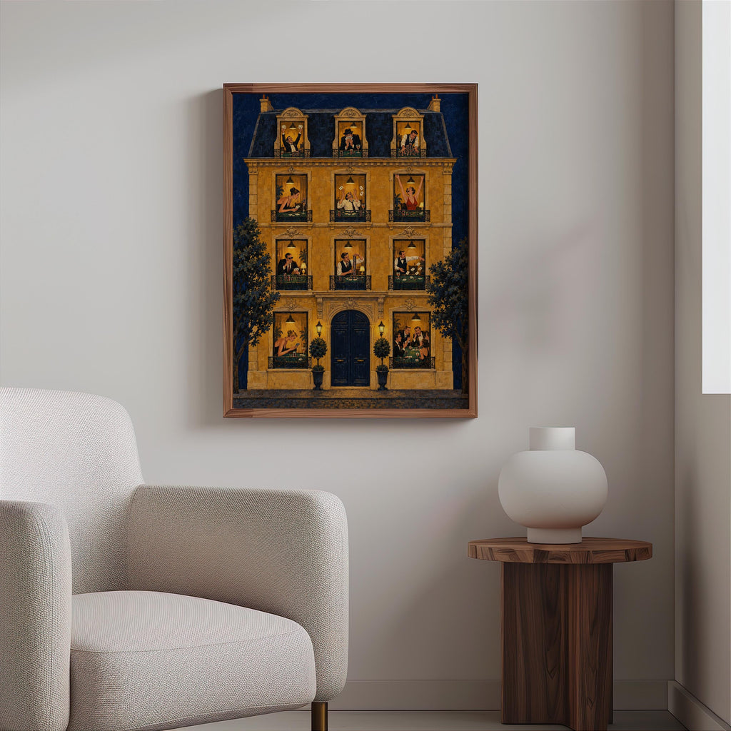 Vintage Poker Poster, Parisian House Wall Art, Casino Night Illustration, Retro Card Game Decor, Poker Room Print, Paris Apartment Painting