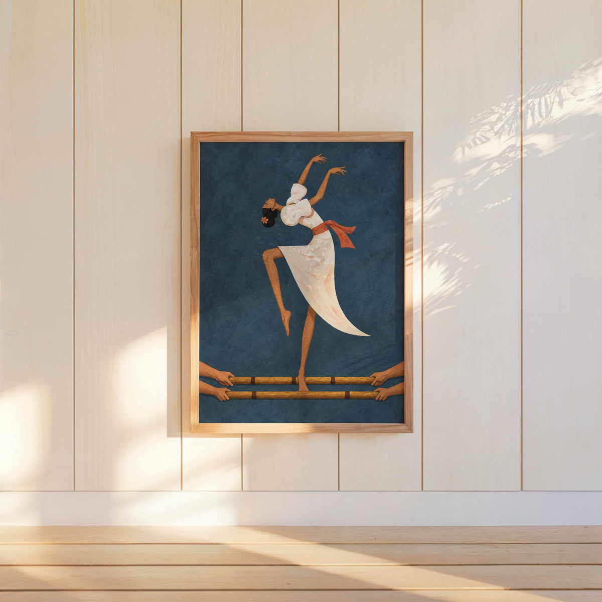 Filipino Tinikling Dance Fine Art Print, Traditional Bamboo Dancer Wall Decor, Philippines Culture Print, Filipina Woman & Sampaguita Flower