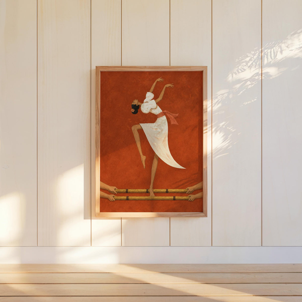 Filipino Tinikling Dance Fine Art Print, Traditional Bamboo Dancer Wall Decor, Philippines Culture Print, Filipina Woman & Sampaguita Flower