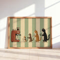 Cats Drinking Coffee Wall Art, Vintage Cute Animal Poster, Retro Espresso Machine Illustration, Kitchen Cafe Nook Decor, Cat Lover Print