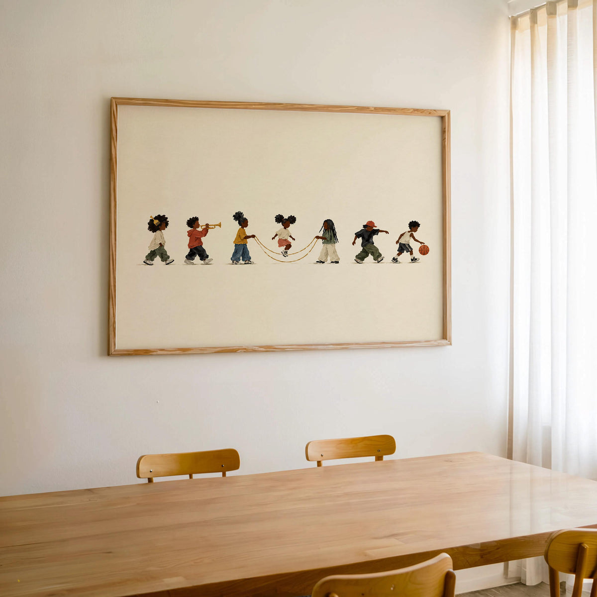 Black Culture Kids Parade Wall Art, Afrocentric African American Print, Jump Rope Basketball Music Decor, Juneteenth Gift