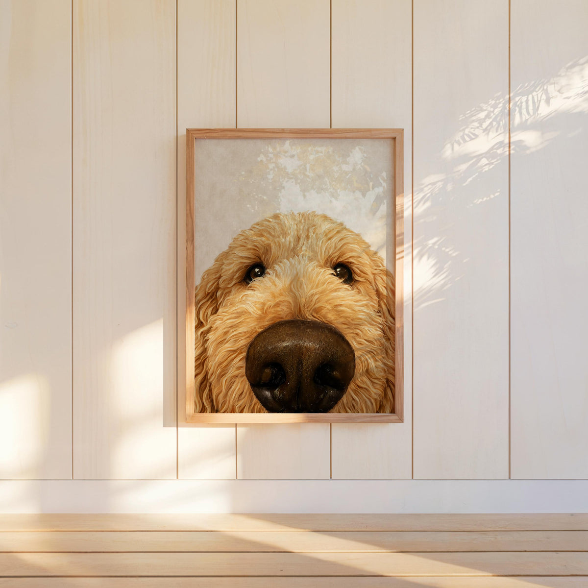Goldendoodle Wall Art, Funny Dog Nose Beige Portrait, Golden Doodle Print, Pet Lover Gift, Dog Mom Decor, Whimsical Animal Poster