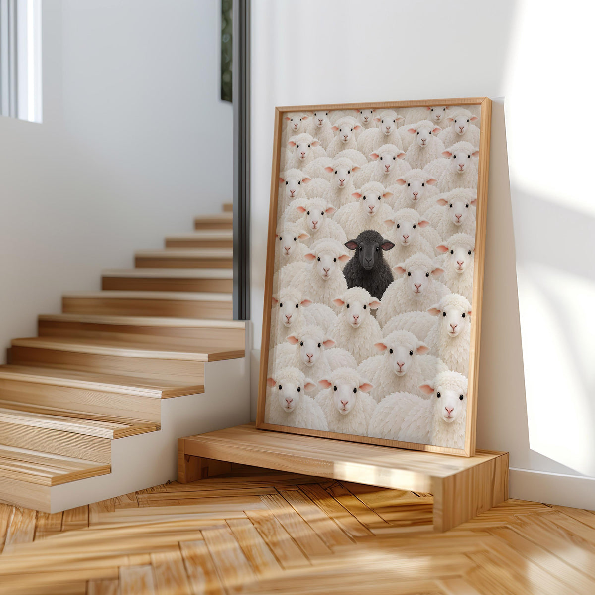 Black Sheep Amongst White Flock Wall Art, Funny Stand Out Print, Cute Farm Animal Decor, Sheep Lover Gift, Cottagecore Nursery Illustration