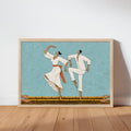 Filipino Tinikling Couple Art Print, Traditional Bamboo Dance Wall Decor, Philippines Culture Folk Art Poster, Asian Dancing Painting