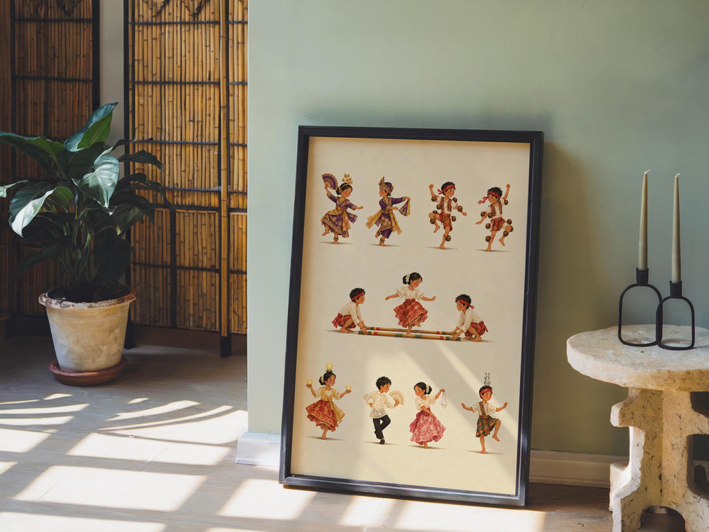 Philippines Cultural Wall Art, Filipino Folk Dancers Kids Parade Print, Tinikling & Traditional Pinoy Dance Poster, Asian Heritage Decor