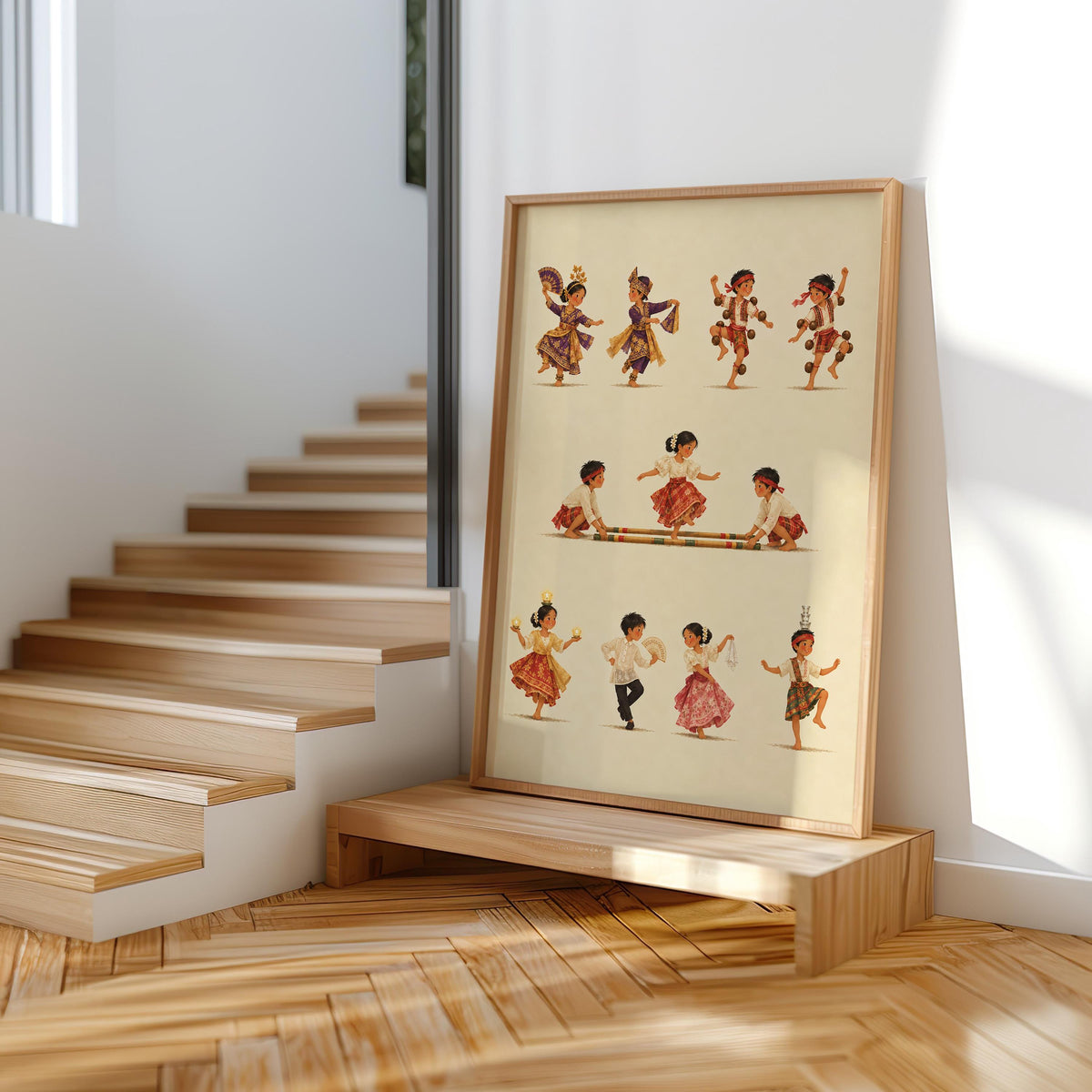 Philippines Cultural Wall Art, Filipino Folk Dancers Kids Parade Print, Tinikling & Traditional Pinoy Dance Poster, Asian Heritage Decor