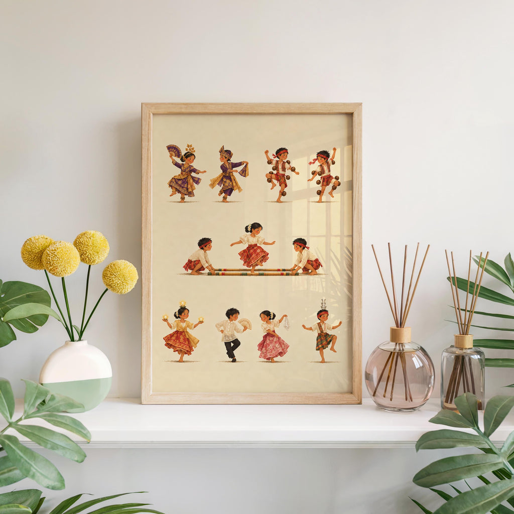 Philippines Cultural Wall Art, Filipino Folk Dancers Kids Parade Print, Tinikling & Traditional Pinoy Dance Poster, Asian Heritage Decor
