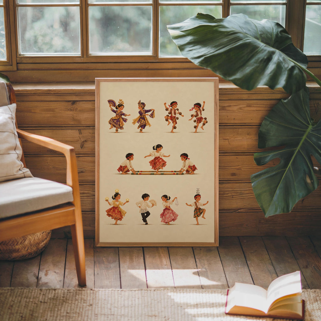 Philippines Cultural Wall Art, Filipino Folk Dancers Kids Parade Print, Tinikling & Traditional Pinoy Dance Poster, Asian Heritage Decor