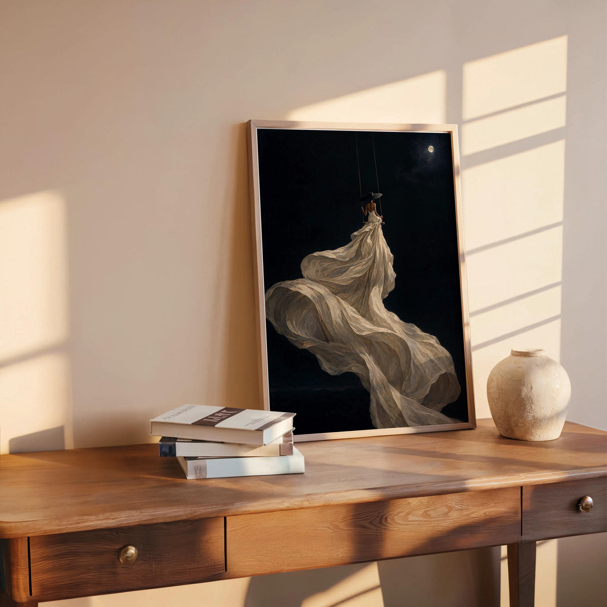 Black Woman Couture Wall Art, Afrocentric Moonlight Swing Print, African American Fashion Poster, Elegant Glam Decor
