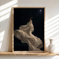 Black Woman Couture Wall Art, Afrocentric Moonlight Swing Print, African American Fashion Poster, Elegant Glam Decor