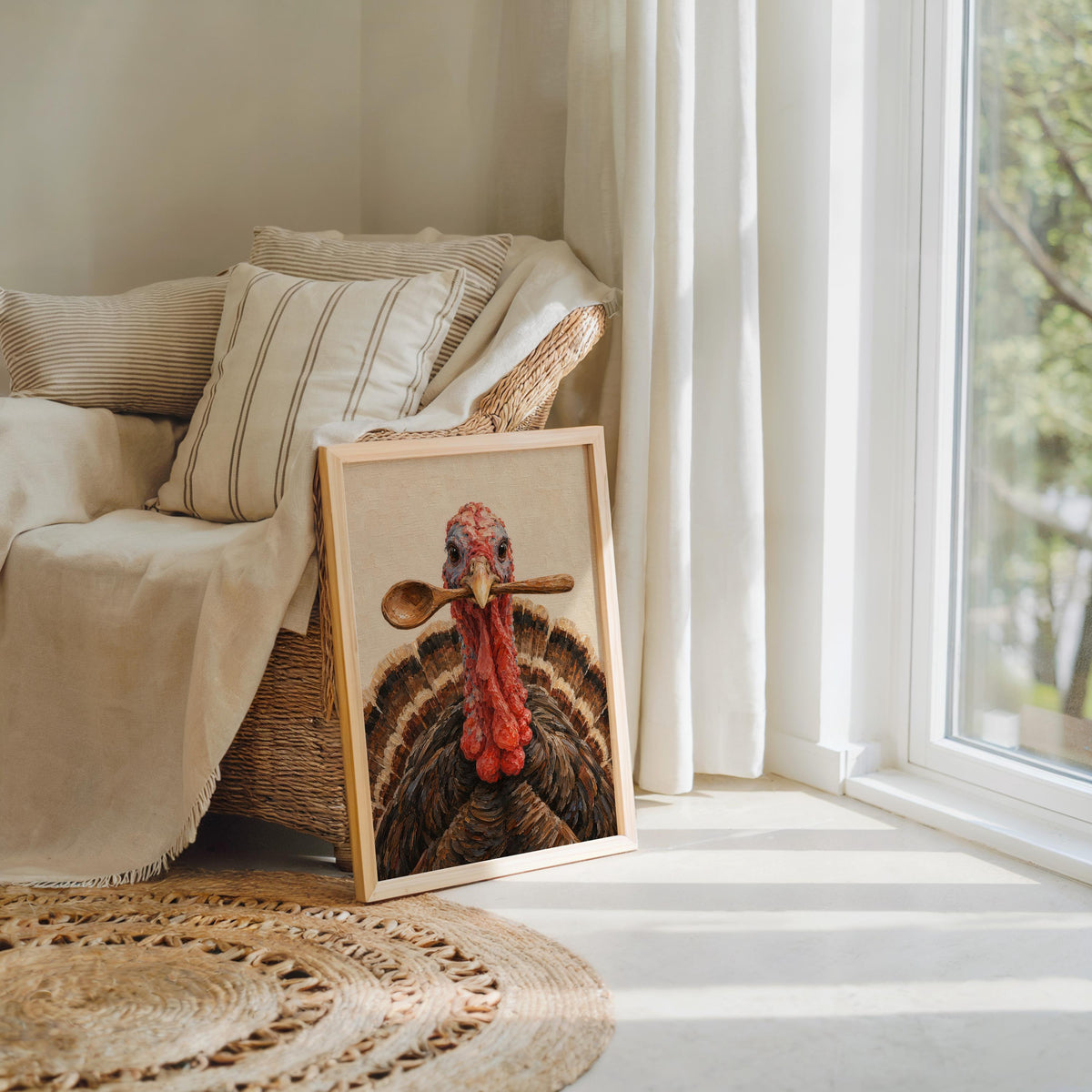 Funny Turkey Kitchen Wall Art, Wooden Spoon Bird Print, Thanksgiving Poster, Whimsical Farmhouse Decor