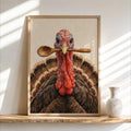 Funny Turkey Kitchen Wall Art, Wooden Spoon Bird Print, Thanksgiving Poster, Whimsical Farmhouse Decor