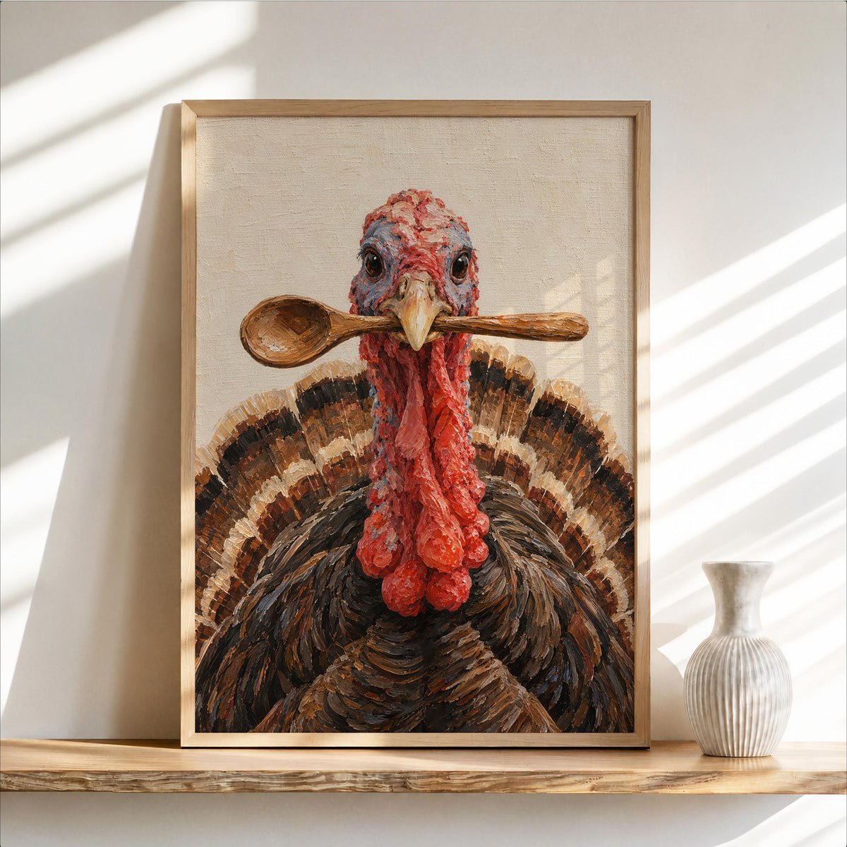 Funny Turkey Kitchen Wall Art, Wooden Spoon Bird Print, Thanksgiving Poster, Whimsical Farmhouse Decor