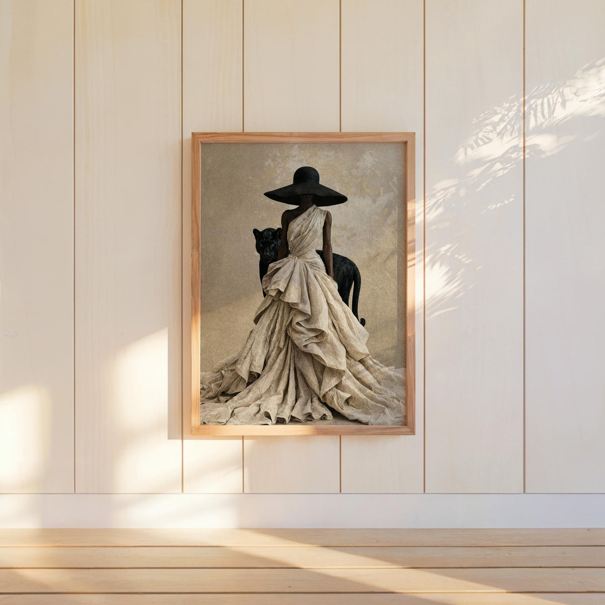 Black Woman & Leopard Poster, Afrocentric African American Wall Art, Couture Fashion Portrait, Faceless Luxury Decor, Surreal Fine Art Print