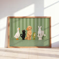 Bathroom Animal Queue Wall Art, Funny Animals Waiting for Toilet Print, Quirky Restroom Poster, Guest Bathroom Humor Decor