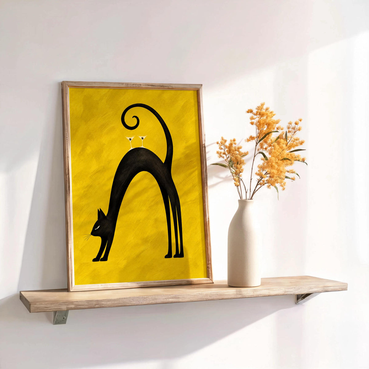 Black Cat Martini Wall Art, Abstract Pet Balancing Cocktails Print, Funny Bar Cart Poster, Retro Animal Lover Decor Gift