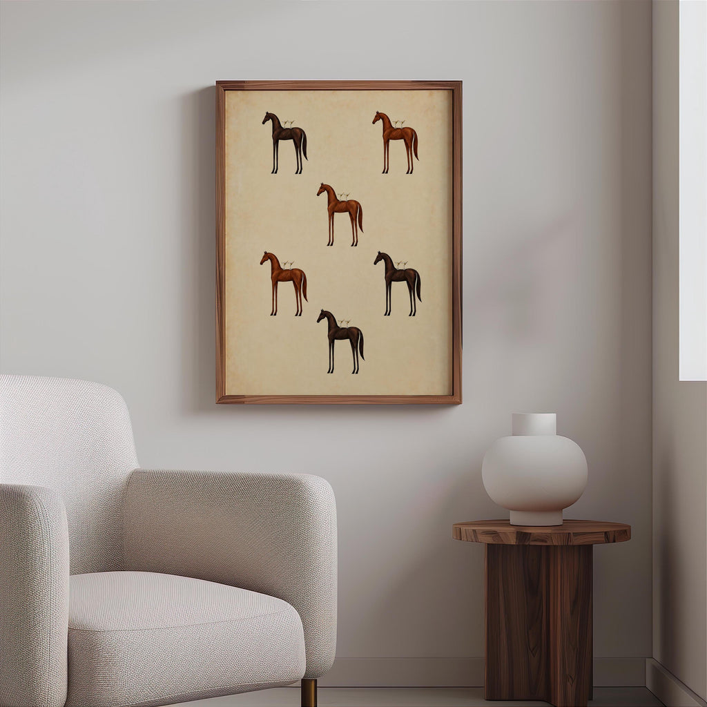 Horse Martini Wall Art, Equestrian Cocktail Print, Striped Vintage Abstract Poster, Animal Bar Decor, Martini Lover Gift