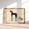 Equestrian Martini Poster, Elegant Black Horse Wall Art, Surreal Cocktail Print, Abstract Animal Lover Decor