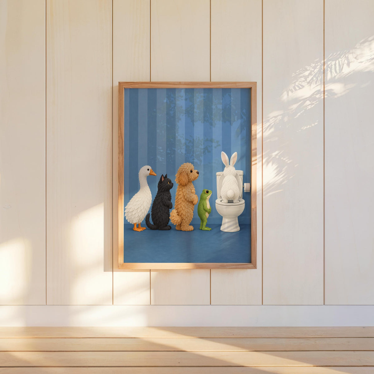 Funny Animal Toilet Wall Art, Goose Cat Goldendoodle Frog Rabbit Print, Guest Bathroom Decor, Pet Lover Gift, Whimsical Poster