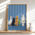 Funny Animal Toilet Wall Art, Goose Cat Goldendoodle Frog Rabbit Print, Guest Bathroom Decor, Pet Lover Gift, Whimsical Poster