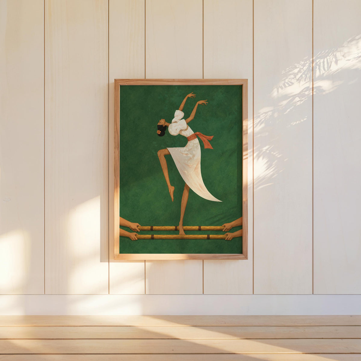 Filipino Tinikling Dance Fine Art Print, Traditional Bamboo Dancer Wall Decor, Philippines Culture Print, Filipina Woman & Sampaguita Flower
