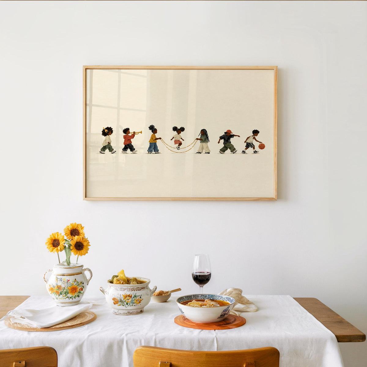 Black Culture Kids Parade Wall Art, Afrocentric African American Print, Jump Rope Basketball Music Decor, Juneteenth Gift