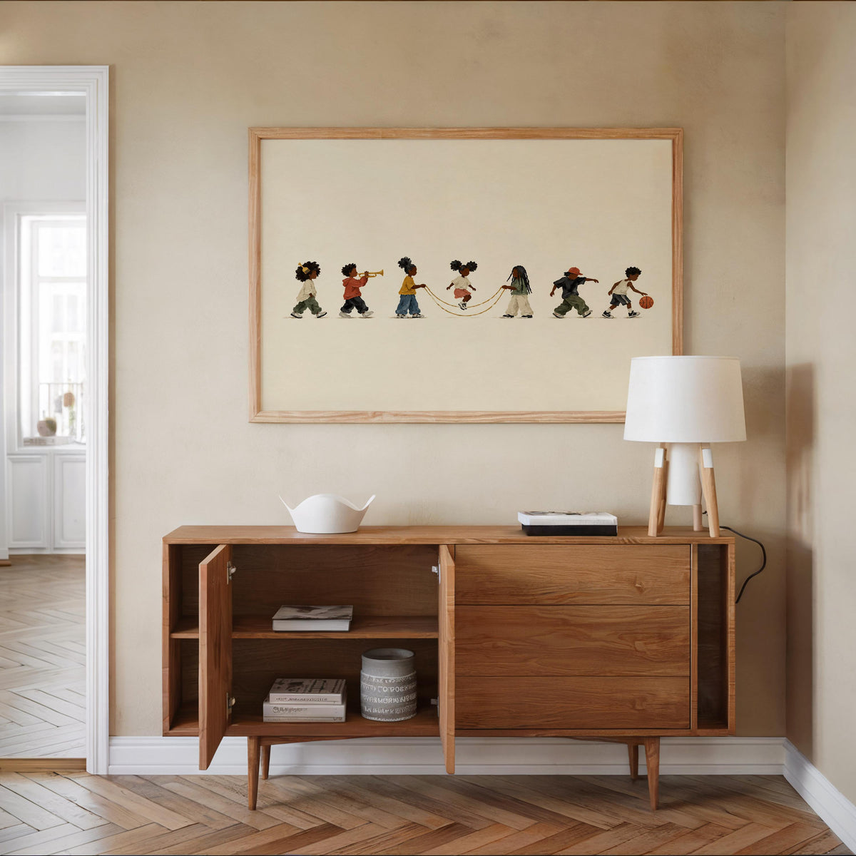 Black Culture Kids Parade Wall Art, Afrocentric African American Print, Jump Rope Basketball Music Decor, Juneteenth Gift