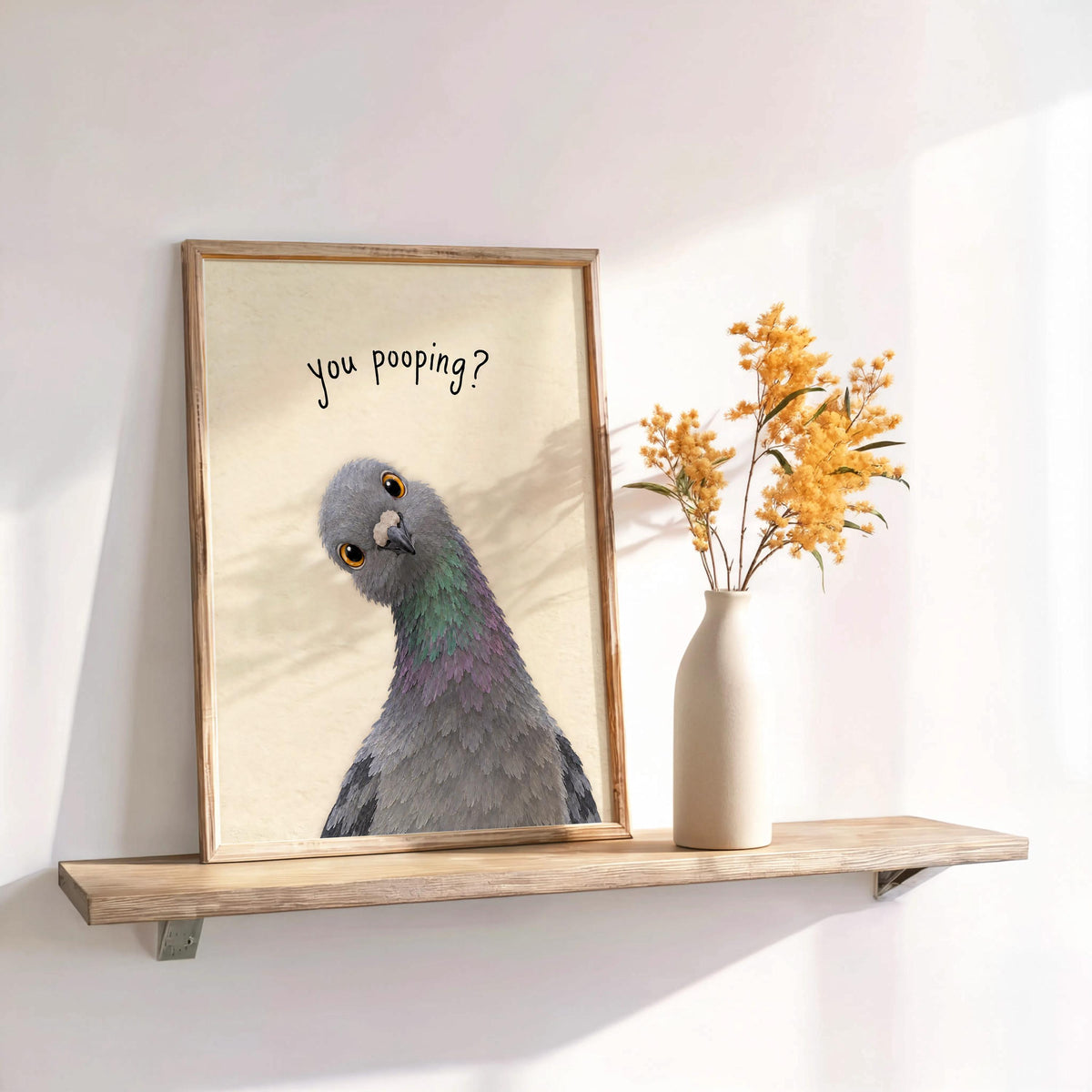 Funny Pigeon You Poopin Bathroom Wall Art, Toilet Humor Print, Quirky Bird Lover Decor, Loo Sign Gift