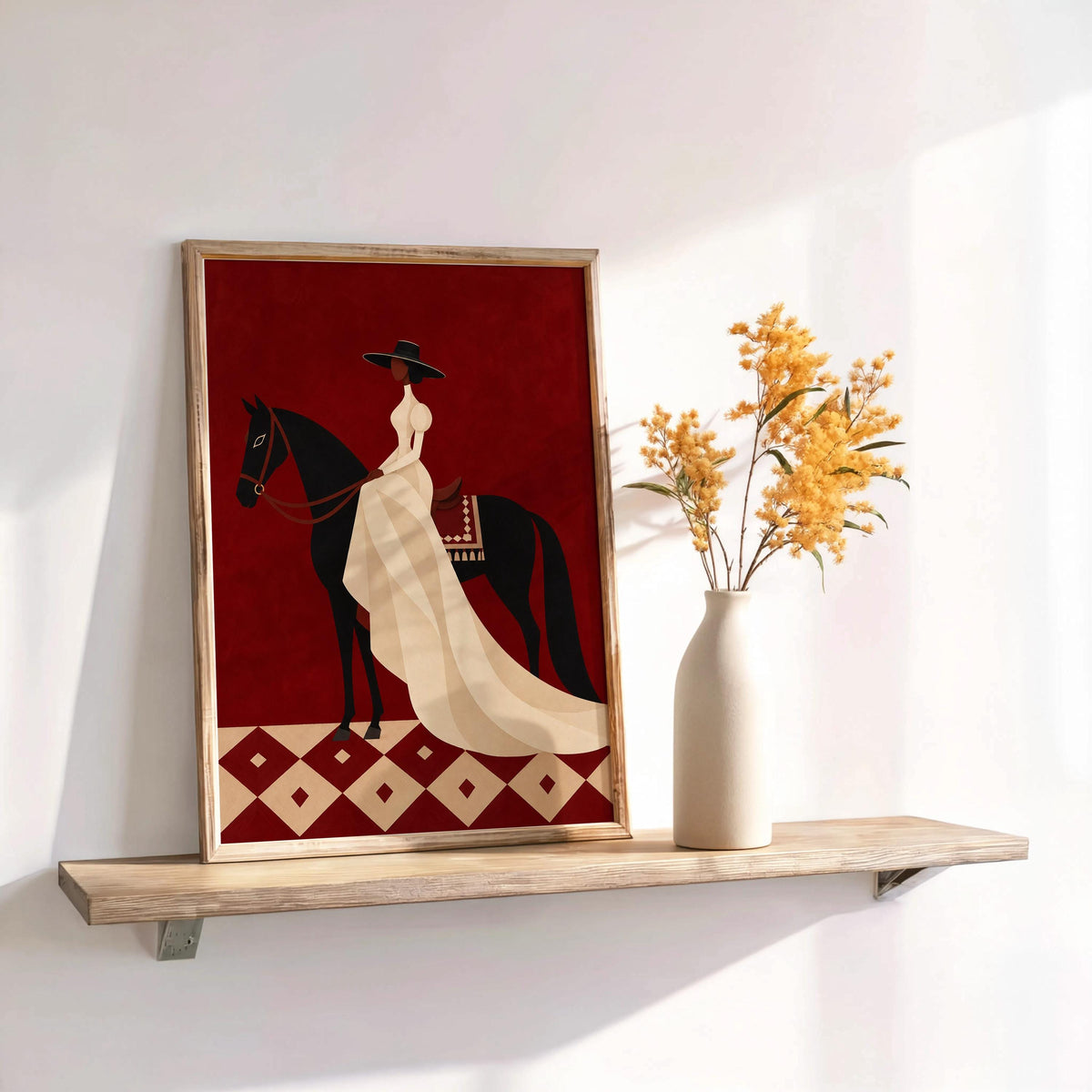 Black Woman Equestrian Wall Art, Afrocentric Horse Rider Print, Western Decor, Elegant Cowgirl Poster, African American Artwork