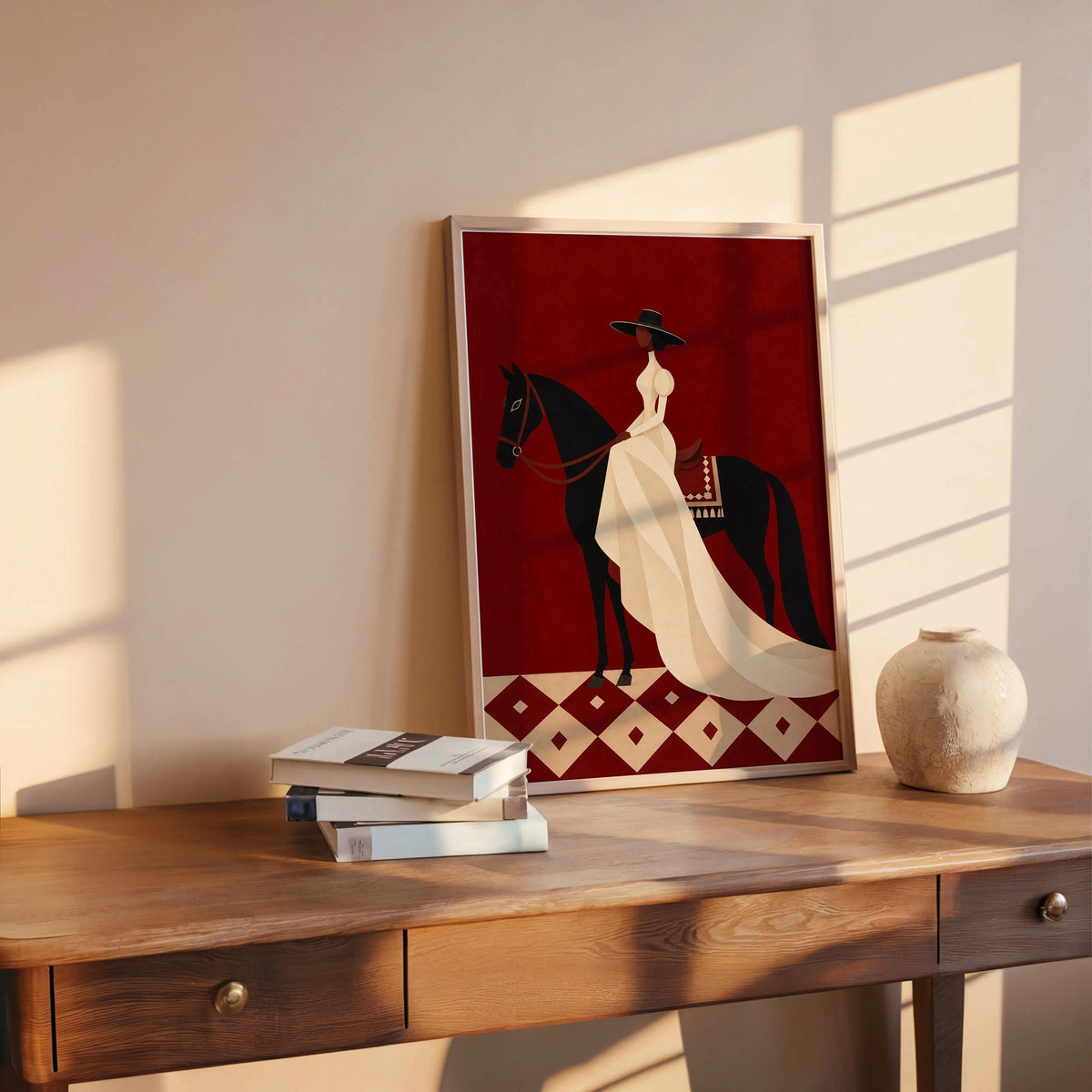 Black Woman Equestrian Wall Art, Afrocentric Horse Rider Print, Western Decor, Elegant Cowgirl Poster, African American Artwork