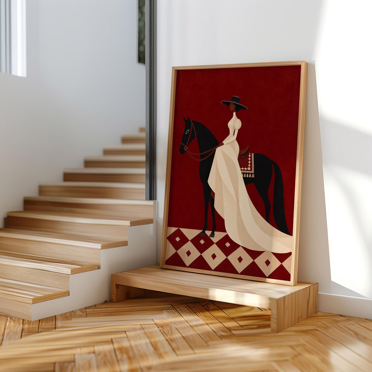 Black Woman Equestrian Wall Art, Afrocentric Horse Rider Print, Western Decor, Elegant Cowgirl Poster, African American Artwork