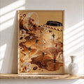 Tiny Ice Skaters on Iced Coffee Wall Art, Miniature People Coffee Poster, Whimsical Winter Cafe Print
