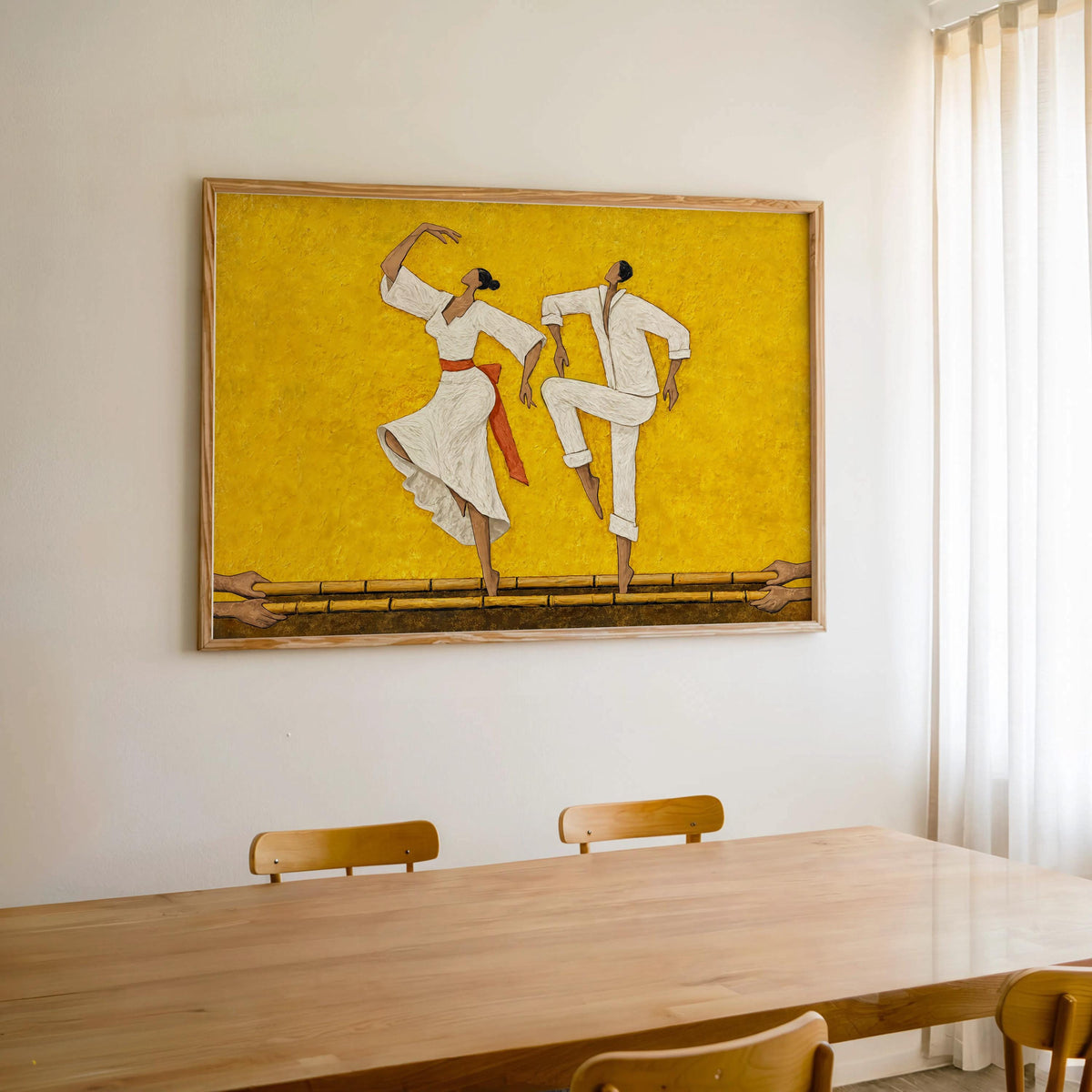 Filipino Tinikling Couple Art Print, Traditional Bamboo Dance Wall Decor, Philippines Culture Folk Art Poster, Asian Dancing Painting