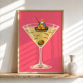 Fisherman in Martini Glass Print, Funny Trout Fish Wall Art, Lake House Poster, Quirky Coastal Decor, Cocktail Lover Gift