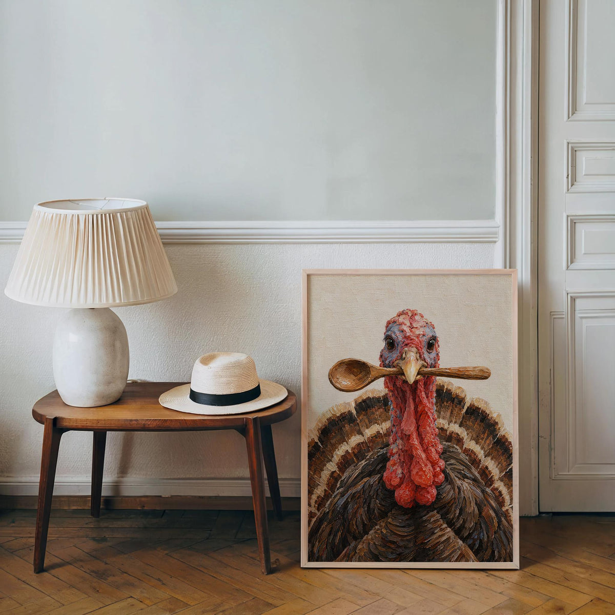Funny Turkey Kitchen Wall Art, Wooden Spoon Bird Print, Thanksgiving Poster, Whimsical Farmhouse Decor