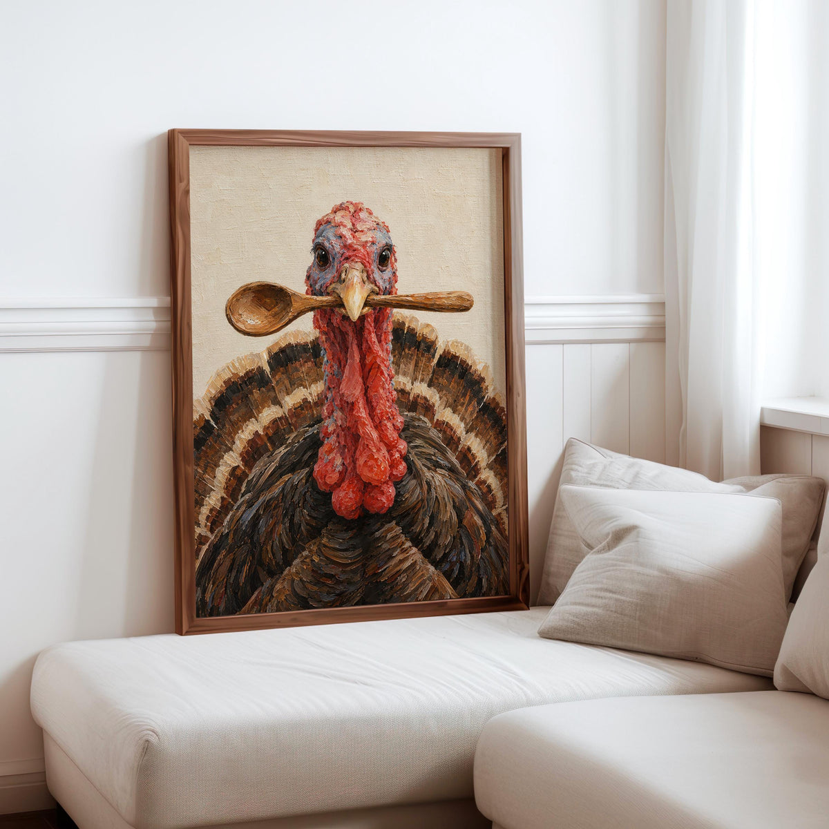 Funny Turkey Kitchen Wall Art, Wooden Spoon Bird Print, Thanksgiving Poster, Whimsical Farmhouse Decor