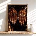 Hella Black Nail Wall Art, African American Woman Beauty Print, Luxury Gold Jewelry Poster, Nail Salon Decor, Afrocentric Fashion Painting